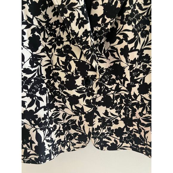 Apostrophe Blazer Jacket One Button Stretch Black & White Floral Size 4 JL - Picture 3 of 12